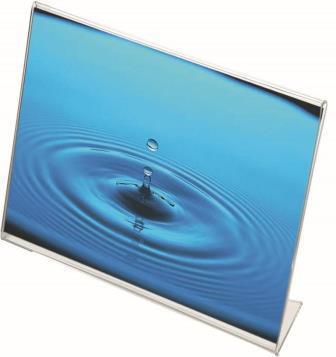 9418759  328216 Brosjyre-/menyholder A4, 2 mm, skrå "L" Liggende A4 brosjyre -og menyholder
